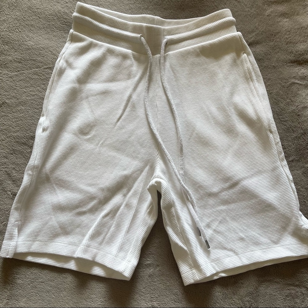 White Waffle Knit Shorts